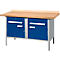 Schäfer Shop Select PWi 150-0 werkbank met kasten, beuken multiplexplaat, tot 750 kg, B 1500 x D 700 x H 840 mm, gentiaanblauw/blank aluminium