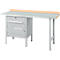 Schäfer Shop Select PWi 150-2 combinatiewerkbank, beuken multiplex blad, met stalen afdekking, tot 750 kg, B 1500 x D 700 x H 840 mm, blank aluminium