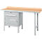 Schäfer Shop Select PWi 150-2 combinatiewerkbank, beuken multiplex blad, met stalen rand, tot 750 kg, B 1500 x D 700 x H 840 mm, aluminium wit