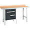 Schäfer Shop Select PWi 150-2 combinatiewerkbank, beuken multiplex blad, met stalen rand, tot 750 kg, B 1500 x D 700 x H 840 mm, antraciet