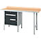 Schäfer Shop Select PWi 150-2 combinatiewerkbank, beuken multiplex blad, met stalen rand, tot 750 kg, B 1500 x D 700 x H 840 mm, antraciet
