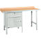 Schäfer Shop Select PWi 150-2 combinatiewerkbank, beuken multiplex blad, met stalen rand, tot 750 kg, B 1500 x D 700 x H 840 mm, lichtgrijs