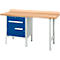 Schäfer Shop Select PWi 150-2 combinatiewerkbank, beuken multiplex blad, tot 750 kg, B 1500 x D 700 x H 840 mm, gentiaanblauw