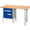 Schäfer Shop Select PWi 150-2 combinatiewerkbank, beuken multiplex blad, tot 750 kg, B 1500 x D 700 x H 840 mm, gentiaanblauw