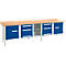 Schäfer Shop Select PWi 300-2 tafelmodel werkbank, beuken multiplexplaat, tot 750 kg, B 3000 x D 700 x H 840 mm, lichtgrijs/ gentiaanblauw