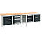 Schäfer Shop Select PWi 300-2 werkbank in kastuitvoering, beuken multiplexplaat, met stalen rand, tot 750 kg, B 3000 x D 700 x H 840 mm, antraciet/lichtgrijs