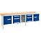 Schäfer Shop Select PWi 300-2 werkbank in kastuitvoering, beuken multiplexplaat, met stalen rand, tot 750 kg, B 3000 x D 700 x H 840 mm, lichtgrijs/ gentiaanblauw