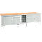 Schäfer Shop Select PWi 300-2 werkbank in kastuitvoering, beuken multiplexplaat, met stalen rand, tot 750 kg, B 3000 x D 700 x H 840 mm, lichtgrijs