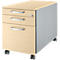 Schäfer Shop Select Rollcontainer 126, 1 Schublade, HR- & Utensilienauszug, runde Griffe, weißalu/weißalu/Ahorn-Dekor