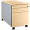 Schäfer Shop Select Rollcontainer 126, mit Griffnut, B 435 x T 765 x H 577 mm, weißalu/weißalu/Ahorn-Dekor