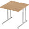 Schäfer Shop Select Schreibtisch COMBITEC, Quadrat, C-Fuß, B 800 x T 800 x H 677-817 mm, Kirsche Romana/weißaluminium
