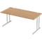 Schäfer Shop Select Schreibtisch COMBITEC, Rechteck, C-Fuß, B 1800 x T 800 x H 677-817 mm, Kirsche Romana/weißaluminium