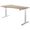 Schäfer Shop Select Schreibtisch DRIVE UP 2, elektrisch höhenverstellbar, Freiform, Ansatz links, T-Fuß, B 1800 mm, Eiche/weißalu