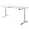 Schäfer Shop Select Schreibtisch DRIVE UP 2, elektrisch höhenverstellbar, Freiform, Ansatz links, T-Fuß, B 1800 mm, lichtgrau/weißalu