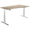Schäfer Shop Select Schreibtisch DRIVE UP 2, elektrisch höhenverstellbar, Freiform, Ansatz rechts, T-Fuß, B 1800 mm, Eiche/weißalu