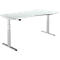 Schäfer Shop Select Schreibtisch DRIVE UP 2, elektrisch höhenverstellbar, Freiform, Ansatz rechts, T-Fuß, B 1800 mm, lichtgrau/weißalu