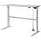 Schäfer Shop Select Schreibtisch, elektrisch höhenverstellbar, Rechteck, C-Fuss, B 1600 x T 800 x H 725-1185 mm, lichtgrau/alusilber 