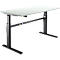Schäfer Shop Select Schreibtisch, elektrisch höhenverstellbar, Rechteck, C-Fuß, B 1800 x T 800 x H 725-1185 mm, lichtgrau/schwarz