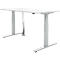 Schäfer Shop Select Schreibtisch, elektrisch höhenverstellbar, Rechteck, T-Fuss, B 1600 x T 800 x H 645-1290 mm, lichtgrau/weissaluminium + Kabelspirale 