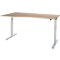 Schäfer Shop Select Schreibtisch ERGO-T 2.0, elektr. höhenverstellbar, Freiform Ansatz links, T-Fuß, B 1800 x H 715-1205 mm, Eiche-Dekor/weißalu