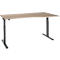 Schäfer Shop Select Schreibtisch ERGO-T 2.0, elektr. höhenverstellbar, Freiform Ansatz rechts, T-Fuß, B 1800 x H 715-1205 mm, Eiche-Dekor/anthrazit