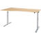 Schäfer Shop Select Schreibtisch ERGO-T 2.0, elektrisch höhenverstellbar, Freiform Ansatz links, T-Fuß, B 1800 x H 640-1300 mm, Ahorn/weißalu