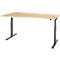 Schäfer Shop Select Schreibtisch ERGO-T 2.0, elektrisch höhenverstellbar, Freiform Ansatz links, T-Fuß, B 1800x H 640-1300 mm, Ahorn/anthrazit