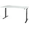 Schäfer Shop Select Schreibtisch ERGO-T 2.0, elektrisch höhenverstellbar, Freiform Ansatz links, T-Fuß, B 1800x H 640-1300 mm, lichtgrau/anthrazit