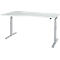 Schäfer Shop Select Schreibtisch ERGO-T 2.0, elektrisch höhenverstellbar, Freiform Ansatz links, T-Fuß, B 1800x H 640-1300 mm, lichtgrau/weißalu