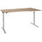 Schäfer Shop Select Schreibtisch ERGO-T 2.0, elektrisch höhenverstellbar, Freiform Ansatz rechts, T-Fuß, B 1800 x H 640-1300 mm, Eiche/weißalu