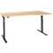 Schäfer Shop Select Schreibtisch ERGO-T 2.0, elektrisch höhenverstellbar, Freiform Ansatz rechts, T-Fuß, B 1800 x H 715-1205 mm, Ahorn/anthrazit 