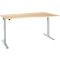 Schäfer Shop Select Schreibtisch ERGO-T 2.0, elektrisch höhenverstellbar, Freiform Ansatz rechts, T-Fuß, B 1800 x H 715-1205 mm, Ahorn/weißalu