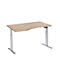 Schäfer Shop Select Schreibtisch ERGO-T, elektrisch höhenverstellbar, Freiform, Ansatz links, T-Fuß, B 1800 x H 725-1185 mm, Eiche/weißalu