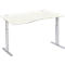Schäfer Shop Select Schreibtisch ERGO-T, elektrisch höhenverstellbar, Freiform, Ansatz links, T-Fuß, B 1800 x H 725-1185 mm, weiß/weißalu