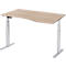 Schäfer Shop Select Schreibtisch ERGO-T, elektrisch höhenverstellbar, Freiform, Ansatz rechts, T-Fuß, B 1800 x H 640-1300 mm, Eiche/weißalu