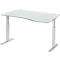 Schäfer Shop Select Schreibtisch ERGO-T, elektrisch höhenverstellbar, Freiform, Ansatz rechts, T-Fuß, B 1800 x H 725-1185 mm, lichtgrau/weißalu