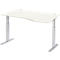 Schäfer Shop Select Schreibtisch ERGO-T, elektrisch höhenverstellbar, Freiform, Ansatz rechts, T-Fuß, B 1800 x H 725-1185 mm, weiß/weißalu