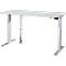 Schäfer Shop Select Schreibtisch ERGO-T, elektrisch höhenverstellbar, Rechteck, T-Fuss, B 1600 x T 800 x H 725-1185 mm, lichtgrau/weissaluminium 