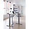Schäfer Shop Select Schreibtisch Login, elektrisch höhenverstellbar, T-Fuß, B 1600 x T 800 x H 645-1290 mm, lichtgrau/weißalu + Kabelschlange, silber