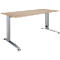 Schäfer Shop Select Schreibtisch LOGIN, manuell höheneinstellbar, C-Fuß, B 1200 x T 800 x H 660-820 mm, Eiche/weißalu