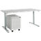 Schäfer Shop Select Schreibtisch m. Rollcontainer, T-Fuß, Stahl, lichtgrau, Holzplatte B 1600 x T 800 x H 735 mm, 3 Schübe