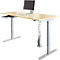 Schäfer Shop Select Schreibtisch Start Off, elektrisch höhenverstellbar, Rechteck, T-Fuß, B 1600 mm, Ahorn/weißalu + Schublade & Kabelspirale