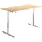 Schäfer Shop Select Schreibtisch Start Off, elektrisch höhenverstellbar, Rechteck, T-Fuß, B 1600 x T 800 x H 755-1255 mm, Ahorn/weißaluminium 