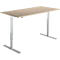 Schäfer Shop Select Schreibtisch Start Off, elektrisch höhenverstellbar, Rechteck, T-Fuß, B 1600 x T 800 x H 755-1255 mm, Eiche/weißaluminium