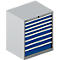 Schäfer Shop Select Schubladenschrank 36-27, 8 Schübe, bis 200 kg, B 717 x T 572 x H 850 mm, weißalu/enzianblau