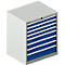 Schäfer Shop Select Schubladenschrank 36-27, 8 Schübe, bis 75 kg, B 717 x T 572 x H 850 mm, lichtgrau/enzianblau