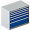 Schäfer Shop Select Schubladenschrank 54-27, 6 Schübe, bis 200 kg, B 1023 x T 572 x H 850 mm, weißalu/enzianblau