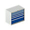 Schäfer Shop Select Schubladenschrank 54-27, 6 Schübe, bis 75 kg, B 1023 x T 572 x H 850 mm, lichtgrau/enzianblau