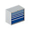 Schäfer Shop Select Schubladenschrank 54-27, 6 Schübe, bis 75 kg, B 1023 x T 572 x H 850 mm, weißalu/enzianblau