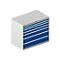 Schäfer Shop Select Schubladenschrank 64-36, 7 Schübe, bis 75 kg, B 1193 x T 725 x H 1000 mm, lichtgrau/enzianblau